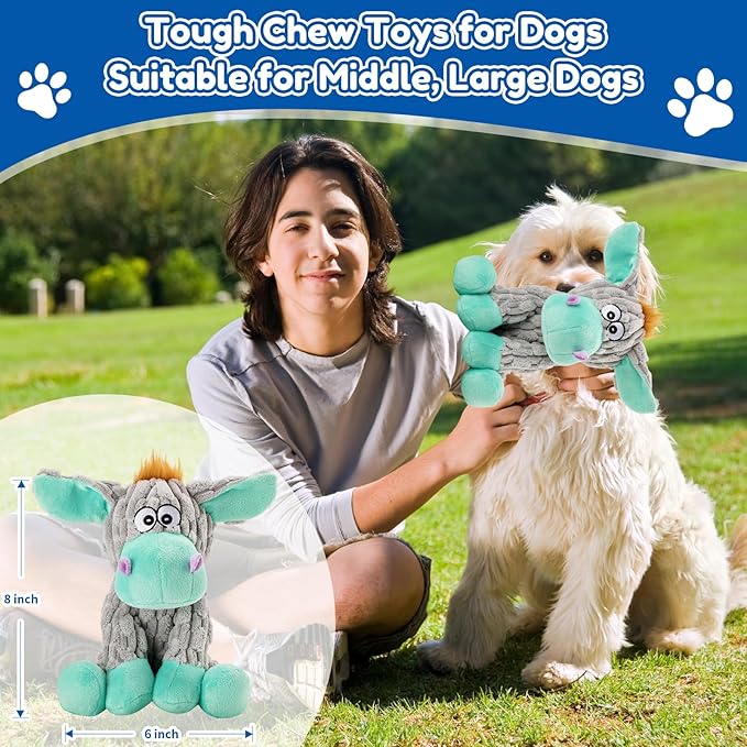 loncoldy Dog Toys, Interactive Dog Squeaky Toys, Tough Crinkle Stuffed Animal Chew Toy for Small, Medium, Large Breeds, Plush Toy to Keep Them Busy, Pet Toys for Dogs