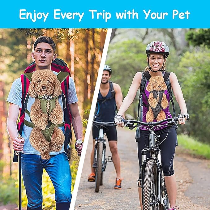 PetBonus Pet Front Dog Carrier Backpacks, Adjustable Pet Backpack, Legs Out Easy-fit Puppy Chest Carrier for Medium Small Dogs, Hands Free for Hiking, Cycling (Grey, L)