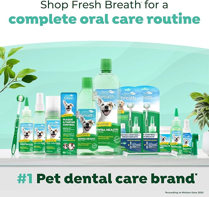 TropiClean Fresh Breath Plaque & Tartar Control Kit | Dog Toothpaste, Toothbrush & Finger Brush | Dog Toothbrushing Kit | Peanut Butter Flavor