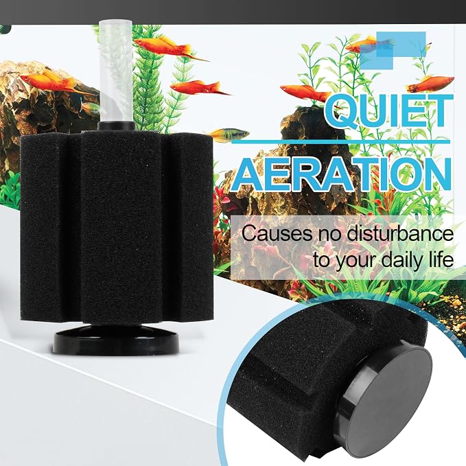 Large Aquarium Bio Sponge Filter, Fits Aquarium Tanks Up to 60 Gallons | Large Quiet Bio Sponge Filter for Freshwater Betta Fry, Shrimp and Small Fish 3 Pack