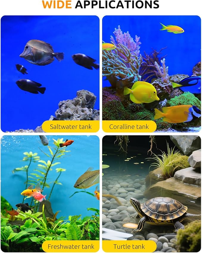SEAOURA 500W Aquarium Heater for 70-80 Gallon Fish Turtle Tank Thermostat | Adjustable Max & Min Temp Protection, 14 IN Intelligent Submersible Heater Auto Shut-Off Digital Display Salt/Freshwater