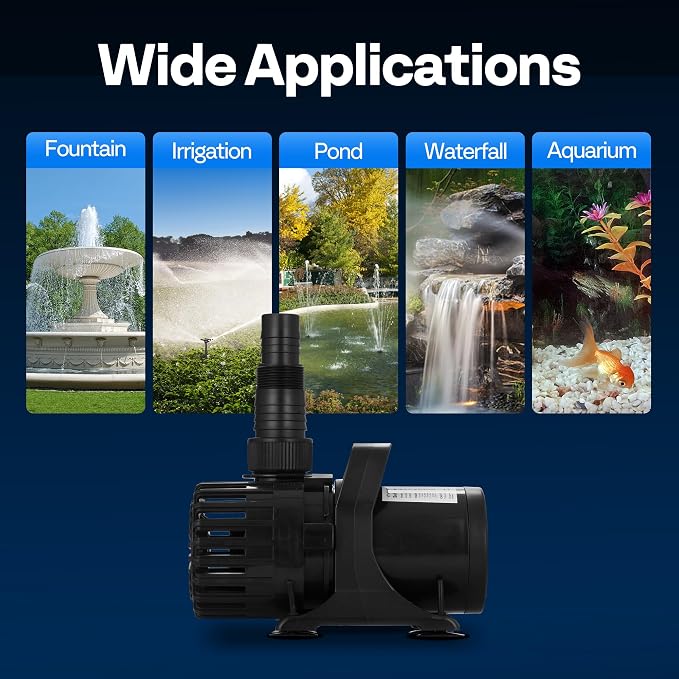 VIVOHOME 220W 4500GPH Submersible Water Pump with Barrier Bag for Koi Pond | 19.4ft Max Lift, 180° Seamless Adjustable Nozzle, 20ft Power Cord, IPX8 Waterproof