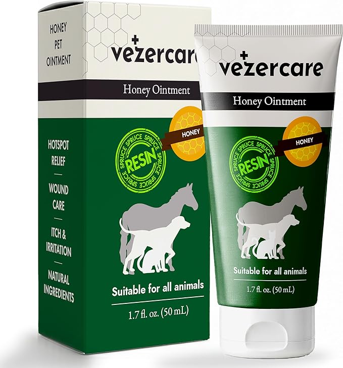 Honey Balm Ointment with Spruce Resin for Dogs, Cats & Horses, Natural Wound Care Gel, Hot Spot Treatment, Itchy Skin Relief, Dog and Cat Wound Care, 1.7oz, Made in Finland, Antifungal & Steroid Free