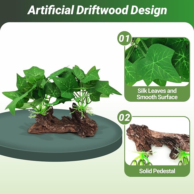 GOZILLA Silk Fish Tank Plants,Reptile Artificial Plant,Reptile Plants for Terrarium,Aquarium Decorations Accessories Set,Resin Driftwood Artificial Silk Aquarium Plant for Fish Tank.(11PCS/C-Set)