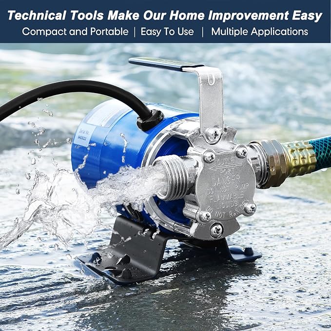 TecHome Electric Water Transfer Pump, 115V 1/10HP 330GPH Water Pump. | with ON/OFF Switch and Water Suction Hose Kit.