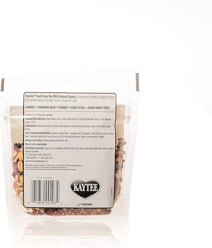 Kaytee Food from The Wild Natural Snack for Pet Hamsters, Gerbils, Rats and Mice, 2 Ounces (Pack of 2)