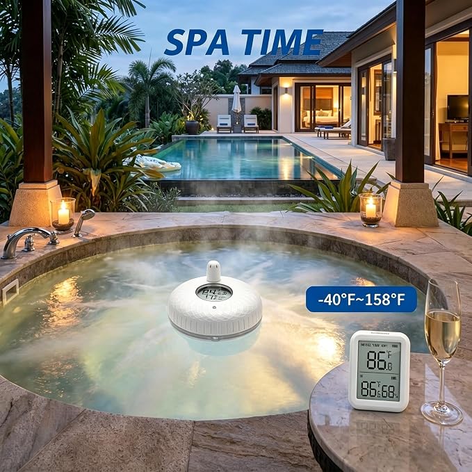 INKBIRD Pool Thermometer Wireless,Pool Temperature Thermometer Floating Easy Read for Swimming, Hot Tub, with Indoor Receiver for Temperature Reading
