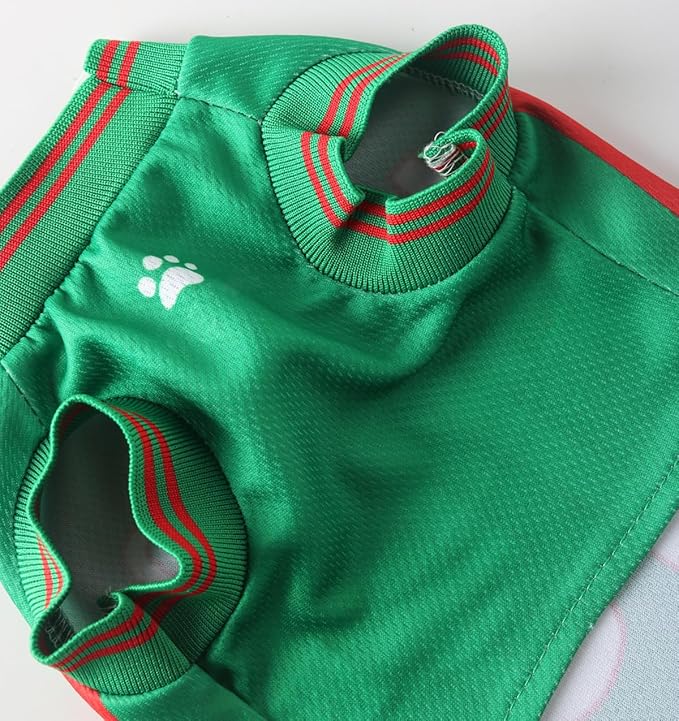 DroolingDog Pet Dog Jersey Costume, Summer Cooling Mesh Fabric, Soccer Sportswear Team Jersey, Lightweight Football Casual Clothes for Small Dogs, Green, Large