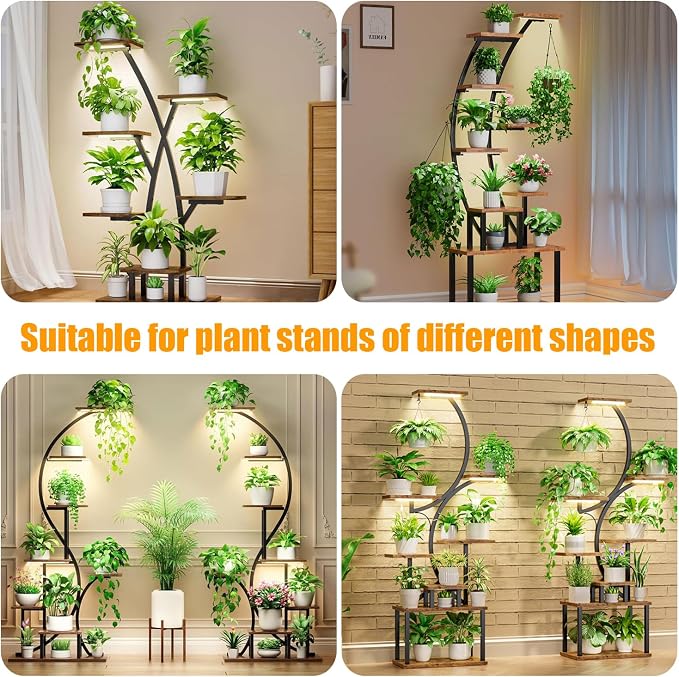 8.6'' Mini Two Strip Growing Lamp for Indoor Plants, 3000K Full Spectrum LED Grow Light Strips with Auto ON/Off 3/9/12H Timer & 10 Dimmable Levels for Green House Succulent (2 Head×2 Pack)