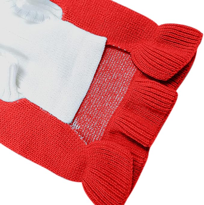 CHBORCHICEN Pet Dog Sweaters Classic Knitwear Turtleneck Winter Warm Puppy Clothing Cute Strawberry and Heart Doggie Sweater (XXS, Dress-Red2)