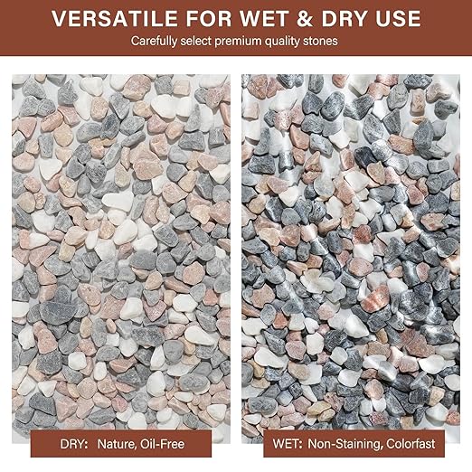 NUPICK 3 lbs Pebbles for Indoor Plants, 3/8 Inch Pea Gravel for Fish Tank, Decorative Rocks for Succulent, Natural River Stones for Vases, Cactus, Landscaping, Bird Bath, Aquarium, Mixed