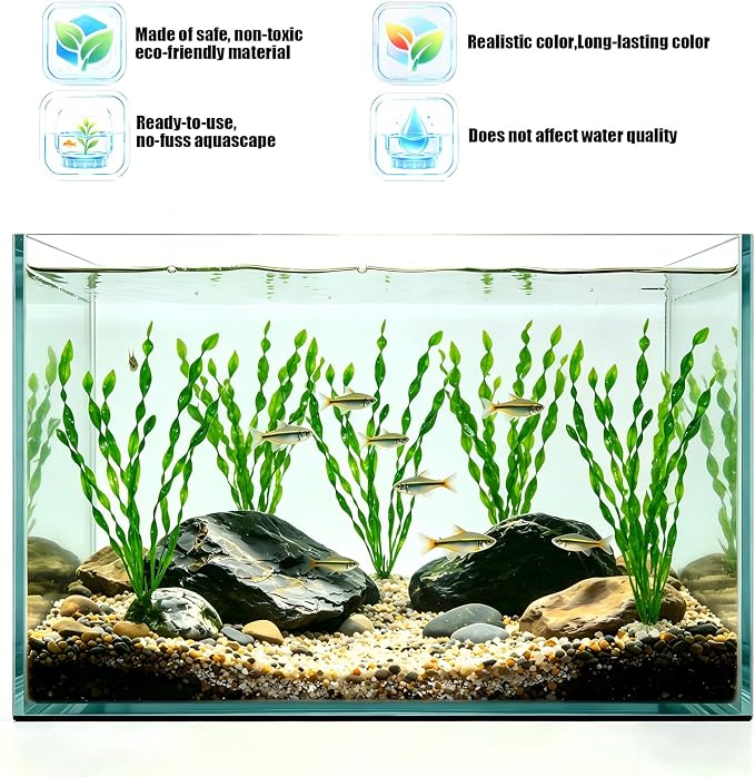 10 Pcs Artificial Aquarium Plants, Plastic Aquatic Plant Decor for Fish Tank, Stream Tank, Aquarium Landscape Decoration (30cmhd-Green)