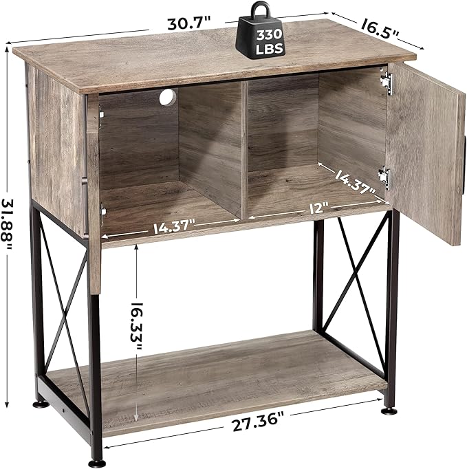 Herture 20-29 Gallon Aquarium Stand Metal Frame Fish Tank Stand with Cabinet Storage, for 20 Gallon Long Aquarium,30.7" L*16.5" W Tabletop,330LBS Capacity Grey PG01YGZ