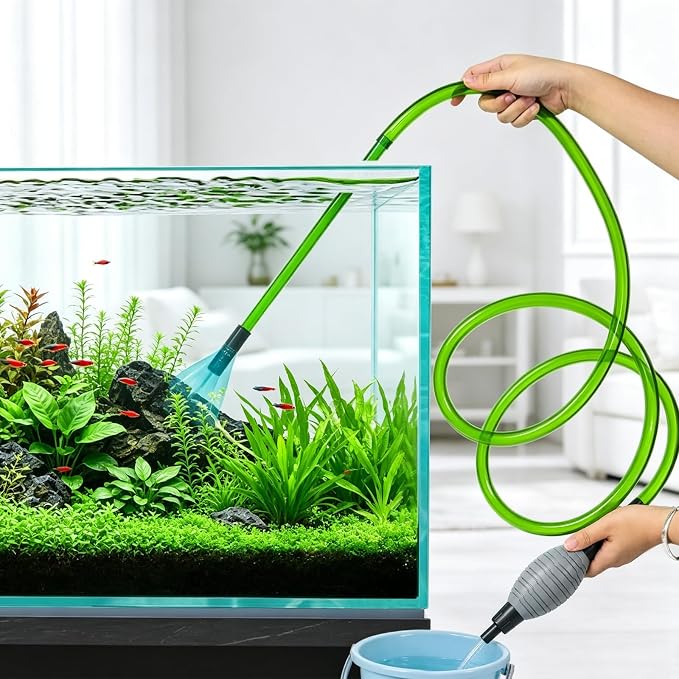 Aquarium Gravel Cleaner, 3-in-1 Tank Vacuum Siphon Water Changer | 71 Inch Aquarium Siphon Hose, Manual Fish Tank Cleaner, Quickly Remove Fish Manure and Water, Ideal for Indoor & Outdoor Use
