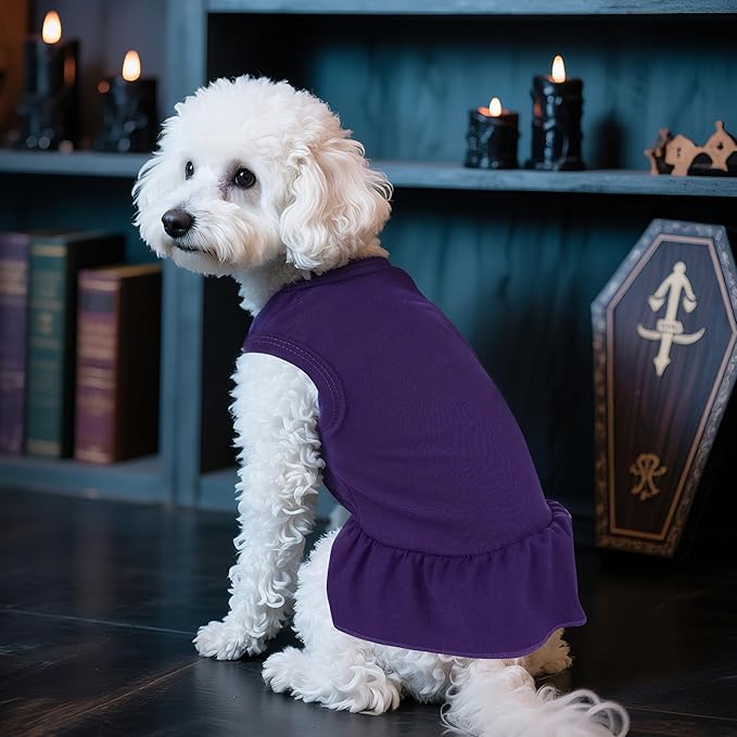 2 Pcs Dog Dresses Cat Skirt Solid Color Dog Clothes Summer Sleeveless Puppy Girl Clothes for Small Pet Dogs Cats (Purple,Orange, X-Small)