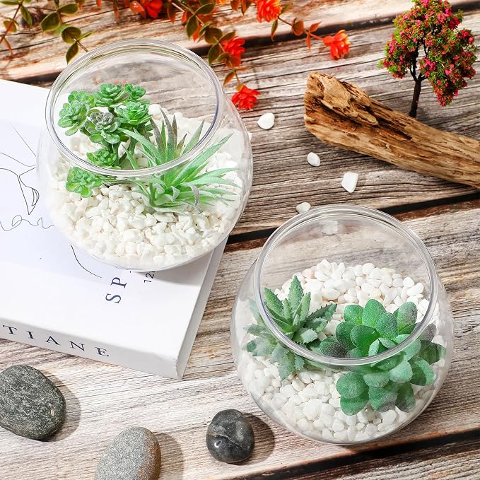 FoldTier 4 Pcs Plastic Fish Bowls 27 Oz Clear Round Vase Centerpieces | Shatterproof Acrylic Fish Bowl Drinks Container, Perfect Parties Wedding Table Decor, Versatile as Floral Vase or Terrarium