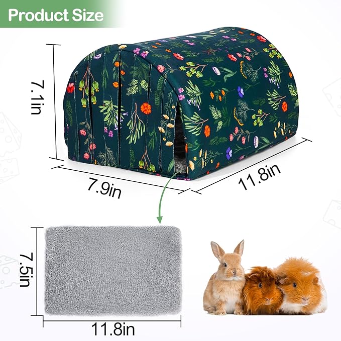 Guinea Pig Hideout Washable Guinea Pigs Tunnel with Curtains Hamster Hideout Cozy Guinea Piggy House Fit for Guinea Pig Cages Soft Guinea Pigs Accessories for Small Animals Hamster/Chinchilla/Bunny