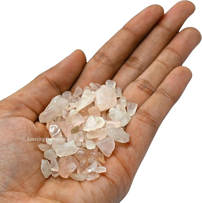 Amazing Gemstone Rose Quartz Crystal Chips Aquarium Gravel Rocks - Rose Quartz Chips Bulk Fish Tank Gravel, Small Tumbled Stone Chips and Tiny Crystals for Decoration (Natural AAA Grade Gemstones)