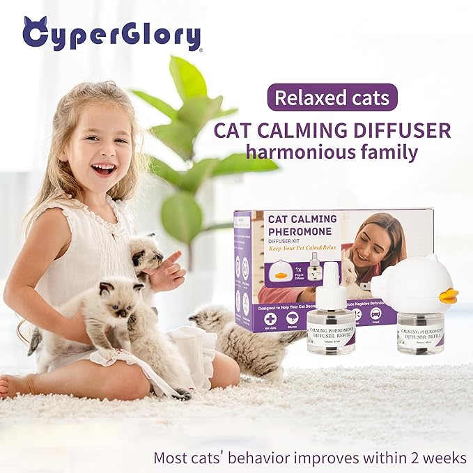 Cat Calming Diffuser Advanced Cat Pheromones Calming Diffuser, Enhanced Calming Pheromone Diffuser, 60 Day Starter Kit (48 mL*2pcs)