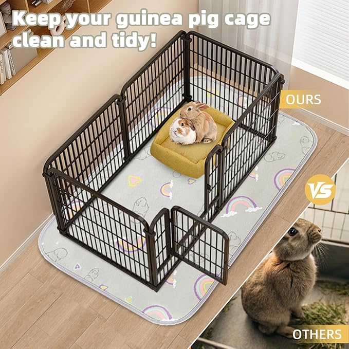 Homimp 4 Pack Guinea Pig Cage Liners,Washable Small Animal Bedding,Waterproof Reusable & Anti Slip Guinea Pig Pee Pad Fast and Super Absorbent Mat for Small Animal Rabbit Bunny Hamster,Grey 12"x12"
