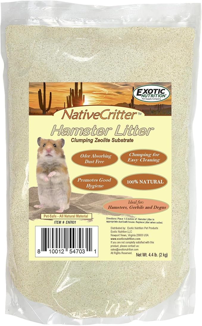 Hamster Litter 4.4 lb - Natural & Unique Bedding for Hamsters, Gerbils, and Degus