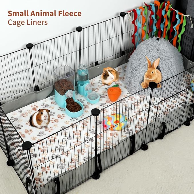 YUEPET Waterproof Guinea Pig Blankets Washable 6 Pack Small Animal Fleece Cage Liners Pet Soft Sleep Mat Pad Cover Warm Flannel Throw for Hamster Guinea Pig Rabbit Chinchilla Hedgehog Ferret 48"×24"