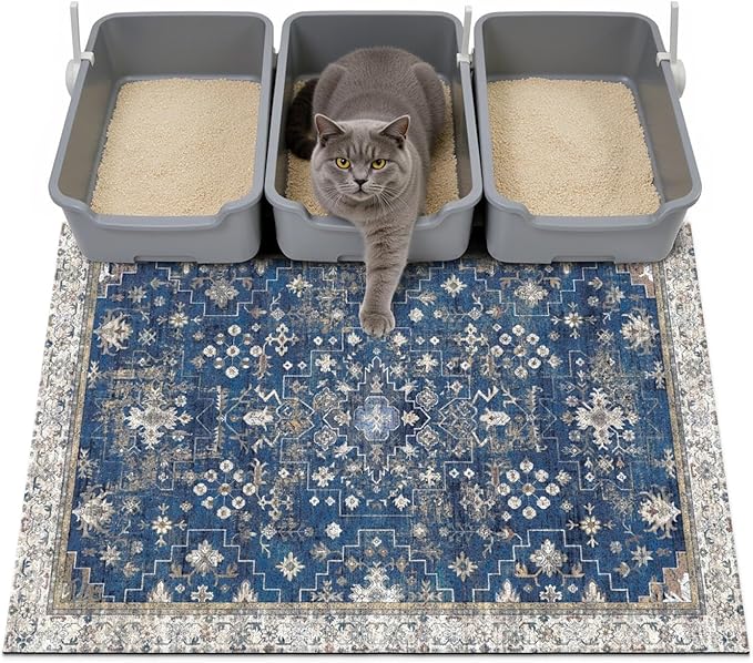 Cat Litter Mat Litter Trapping Mat, Waterproof Urine Proof Litter Box Mat