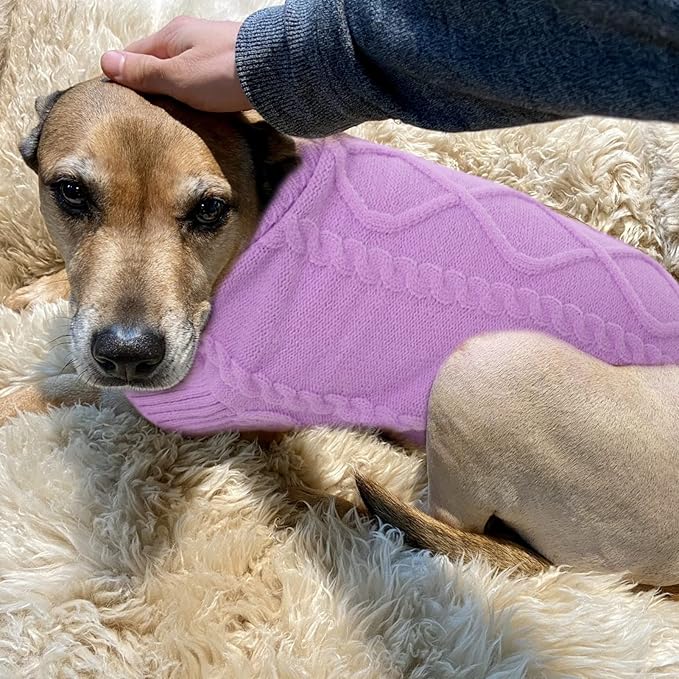 Queenmore Dog Sweater for Large Size Pet,Pitbull Dog Sweater,XXL Doggy Sweater for Labrador Retriever,Cold Weather Warm Knitted Pet Sweatershirt for Boy Girl Dogs (Lilac,2XL)