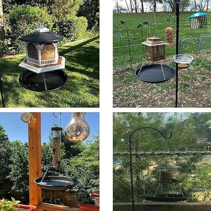 Large Hanging Bird Feeder Platform Seed Tray, Outdoor Garden Decoration for Wild Backyard Attracting Birds Works Great for catching Seed and Husk. ( Black )