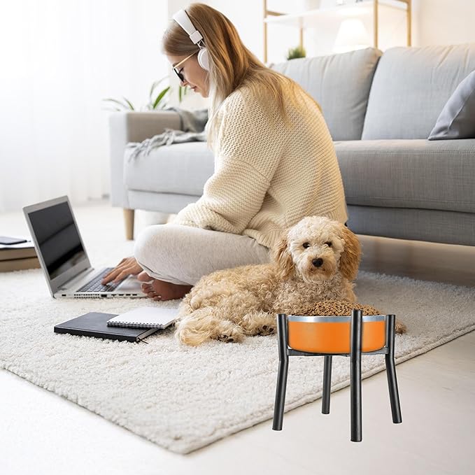 PROERR Lifted Dog Bowl Stand - Without Bowls, Single Raise Pet Food Table Adjustable Wide 7-11", Tall 12" - Bowl Stand Size Optional, Dog Bowls Holder Elevated for Small Medium Large Dogs Breed