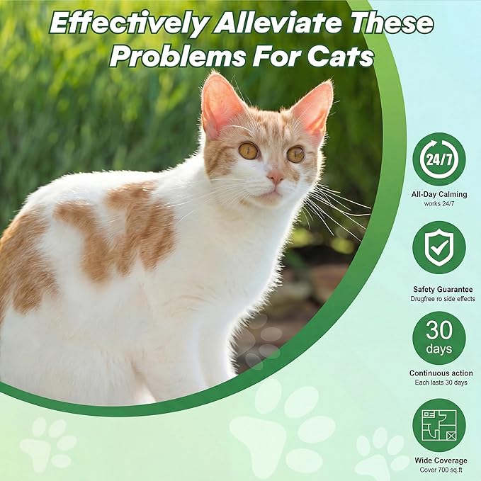 Cat Calming Diffuser Kit with (3 Pack) 48ml Refills Pheromone Diffuser for Cats Anxiety & Stress Relief, Calming Diffuser for Cats to Reduce Fighting & Scratching Cat Pheromone Diffuser