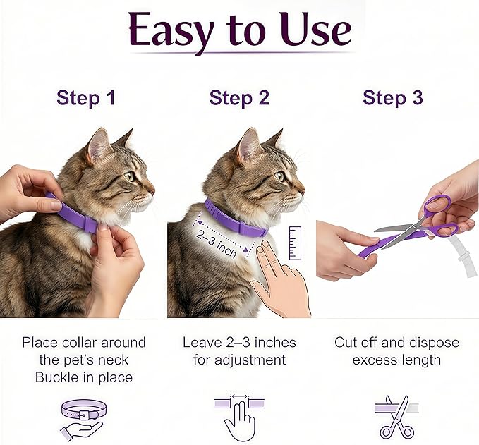 Calming Collar for Cats, Pheromone Infused for Anxiety Relief & Stress, Adjustable & Waterproof, 4 Pack(Blue)