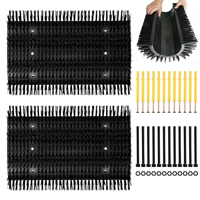 Extra Large Size Livestock Scratching Brush, Upgraded Horse/Goat/Cow/Cattle Scratcher Brush for Grooming, Itch Relief Horse Scratcher Brushes Kit with Two Sets of Mounting Screws(2-Pack,Black)