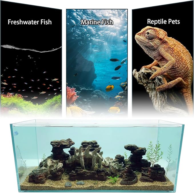 Allcolor Aquarium Rock Decor, Wilderness Keel Set for 40+ Gallon Tanks | A large modular landscape combines layered stone formations, skeletal arches, caves, and planting pockets.