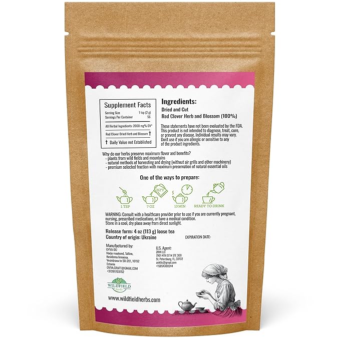 4 oz. Red Clover Tea Red Clover Herb Dried Blossom Flower Petals (Trifolium Pratense) - 113g Dried Cut Herb Bulk Herbal Tea Trebol Rojo