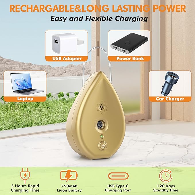 Anti Barking Device for Dogs Bark Box, Rechargeable Ultrasonic Barking Deterrent Devices with 3 Modes/Irregular Ultrasound Frequency/Automatically Electronic Dog Whistle Neighbors Dog Silencer(Gold)