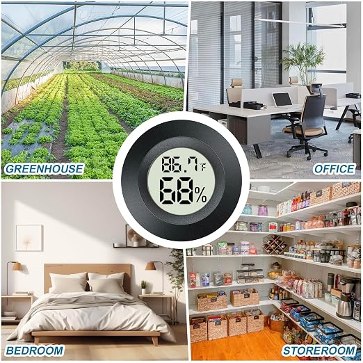 2 Pack Mini Digital Hygrometer Gauge Indoor Thermometer, LCD Monitor Temperature Outdoor Humidity Meter for Greenhouse Jars Incubators Guitar Case, Fahrenheit (℉) or Celsius(℃)