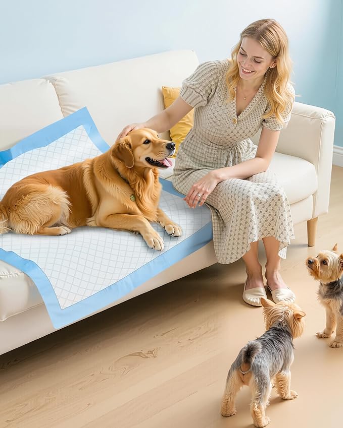 Powools Puppy Pads - 100 Packs, 34"×28" Ultra-Large Puppy Pads, Tear-ResistantPee Pads for Dogs, 6-Layer Ultra-Absorbent & Quick-Dry Black Training Pads