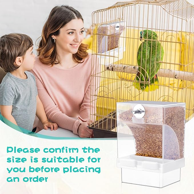 GlikCeil 12 Pcs No Mess Bird Feeder Automatic Bird Feeder for Cage Bulk Parrot Seed Food Container Cage Accessories for Small Medium Parakeet Canary Cockatoo Cockatiel Finch