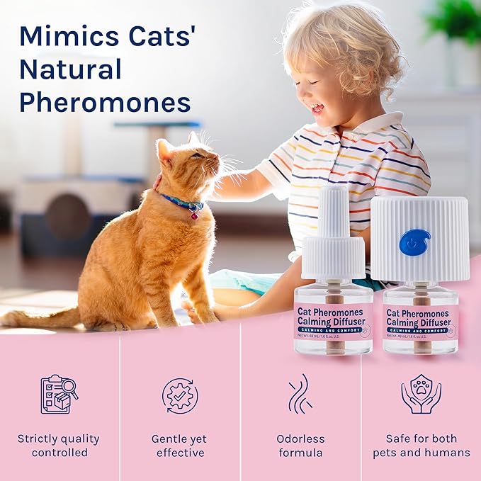 Pheromone Diffuser for Cats, Feline Comfort Diffusers| Supports Relaxation & Harmony | 60-Day Starter Kit (2 x 1.4 fl.oz) | Compatible with Most Standard Diffusers