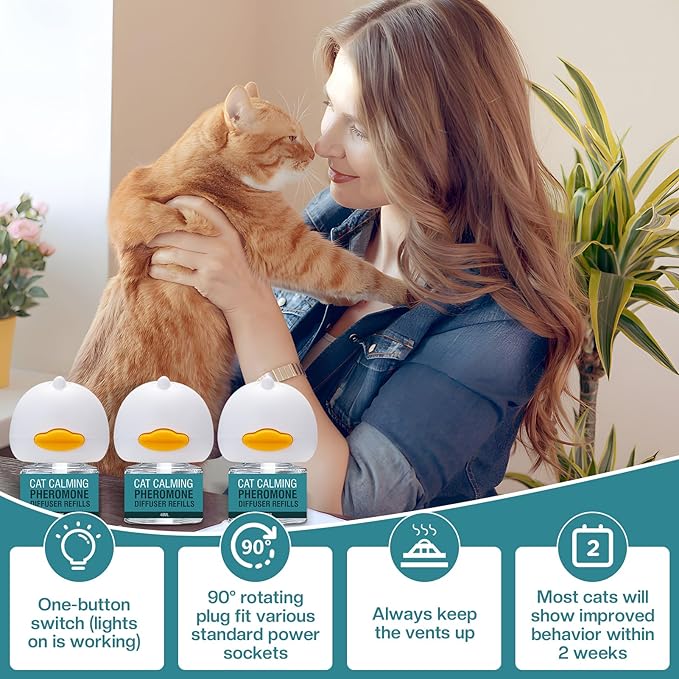 Calm Relaxing Pheromone for Cats kit 48ml Refill Fits All Common Diffuser Plug in