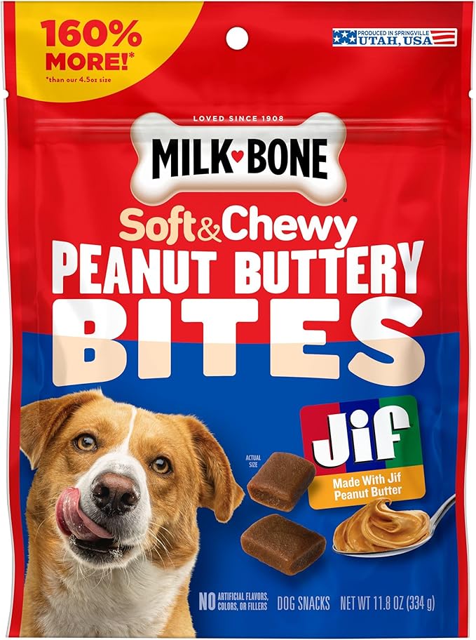 Milk-Bone Peanut Buttery Bites Soft Dog Treats with Real Peanut Butter & Bacon