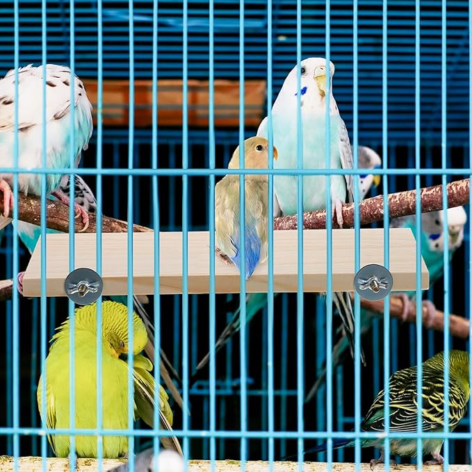 6 Pack Bird Perch Stand, Parrot Wood Platform 12.3×6.1 Inch Rectangle Wood Bird Platform for Parrots Birds Budgie Parakeet Cockatiel Hamster Chinchilla Gerbil