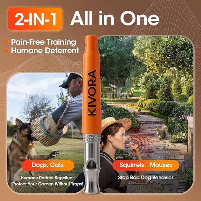 KIVORA 4 Pack Dog Whistle, Dog Whistle to Stop Barking, Adjustable Ultrasonic Silent Dog Training Whistle for Recall & Bark Control, 304 Stainless Steel Professional Whistle for All Dogs (Orange)