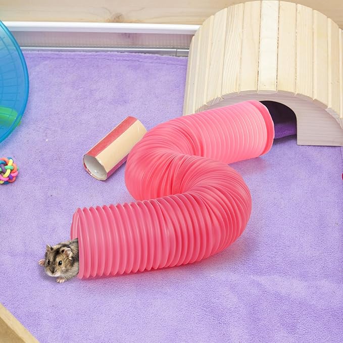 ZENFUN 3 Packs Hamster Fun Tunnels, Pet Mouse Plastic Tube, Collapsible Plastic Tunnel, Tube Pet Hideaway, Training Hideout Tunnels for Guinea Pigs, Chinchillas, Rats, Ferrets, Dwarf Rabbits