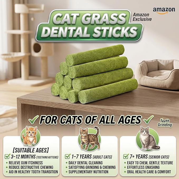 250g/8.82oz Cats Treat Cat Grass Teething Stick Kitten Toy Catnip Toys for Hairball Removal Freeze Dried Chew Dental Food for Indoor Kitty Lickable Edible Snack for Eliminate Fur Digestion