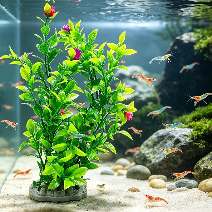 2Pcs Silk Aquarium Plants,10.3 Inch Artificial Silk Plants Decorations for Fish Tank,Suitable for Small to Medium-Sized Aquariums, Goldfish, Betta Fish and Freshwater Fish