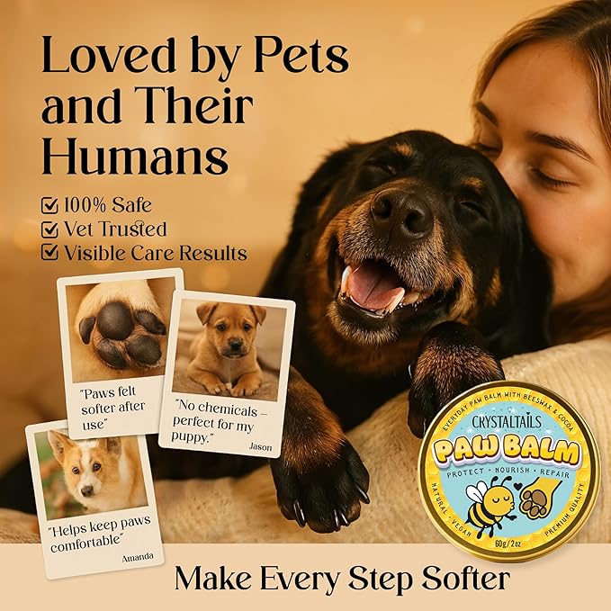 Dog Paw Balm for Dogs – Lick Safe Paw & Nose Balm for Dry, Cracked Paws, Non-Toxic Daily Paw Care, with Beeswax & Cocoa Butter (2oz) (60g)