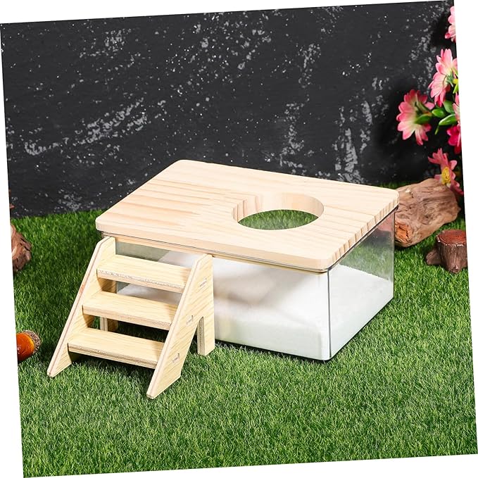 Hamster Sand Bath Kit with Climbing Ladder and Sand Scoop for Small Animals Sandbox for Safe Dust Bath Experience for Hamsters and Chinchillas