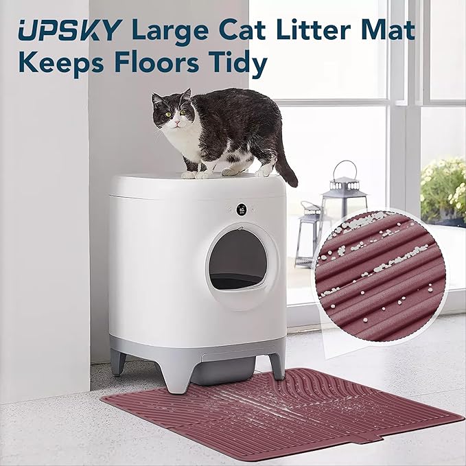 UPSKY Cat Litter Mat, Large Kitty Litter Trapping Mat Soft on Kitty Paws, Litter Box Mat Keep Floor Clean, 31" x 24" Waterproof and Washable Trapping Mats Catcher Pad for Scatter Control
